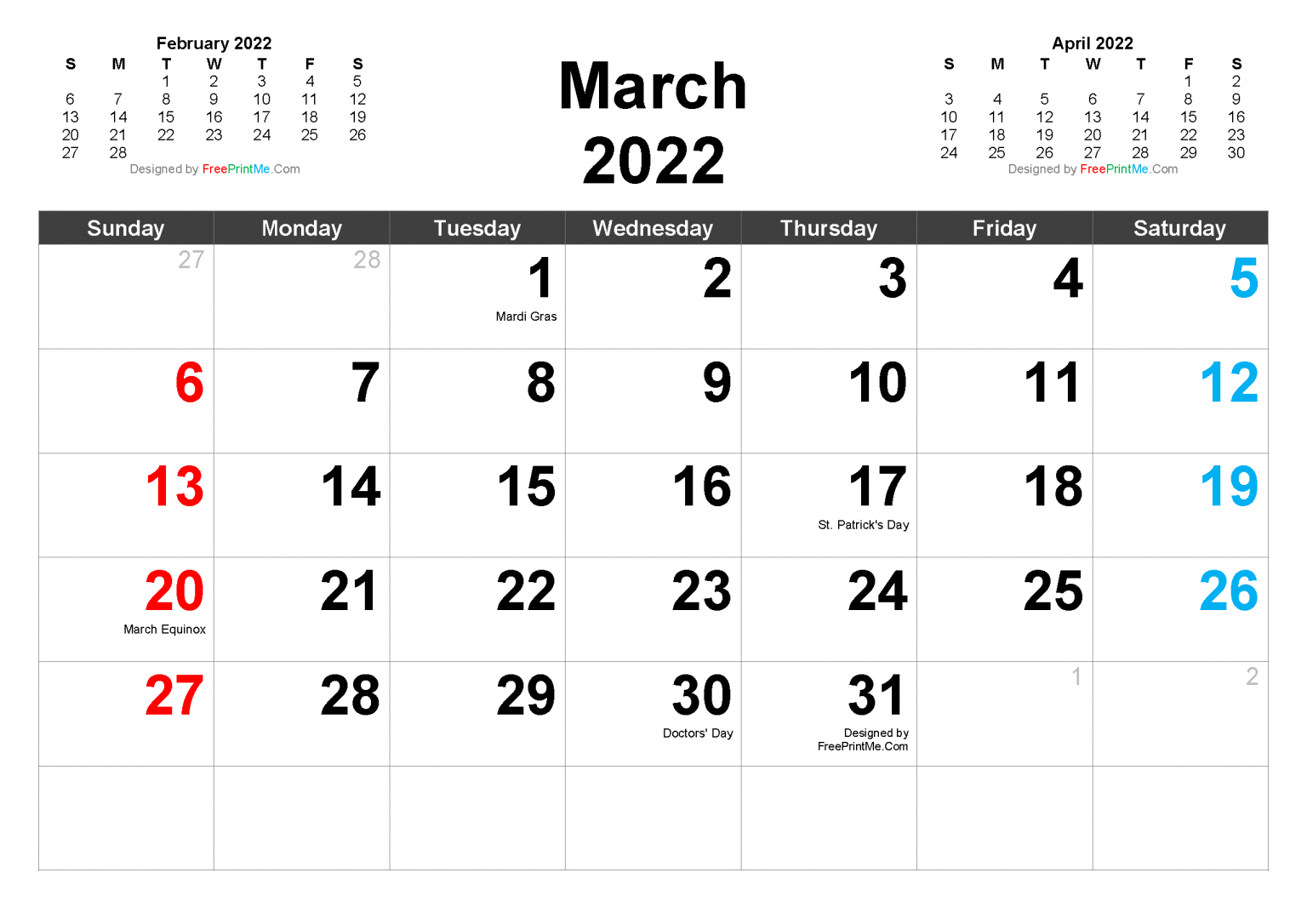 Free Printable March 2022 Calendar Pdf And Image  Win Free Printable Calendar 2022