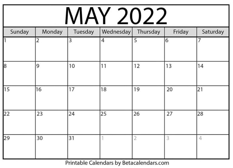 Free Printable May 2022 Calendar  Julian Calendar 2022 Usa
