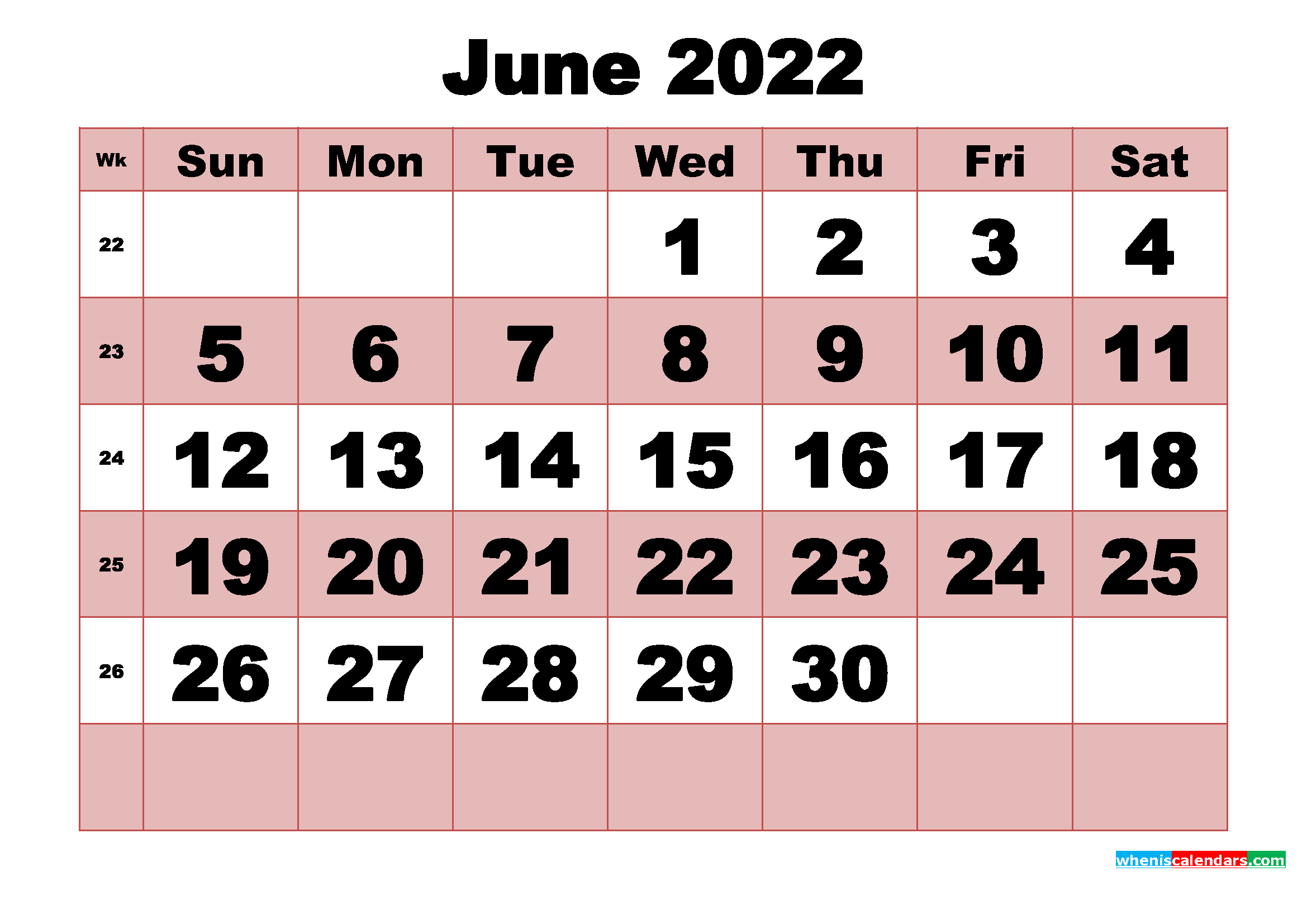 Free Printable Monthly Calendar June 2022  Calendar Jan To June 2022