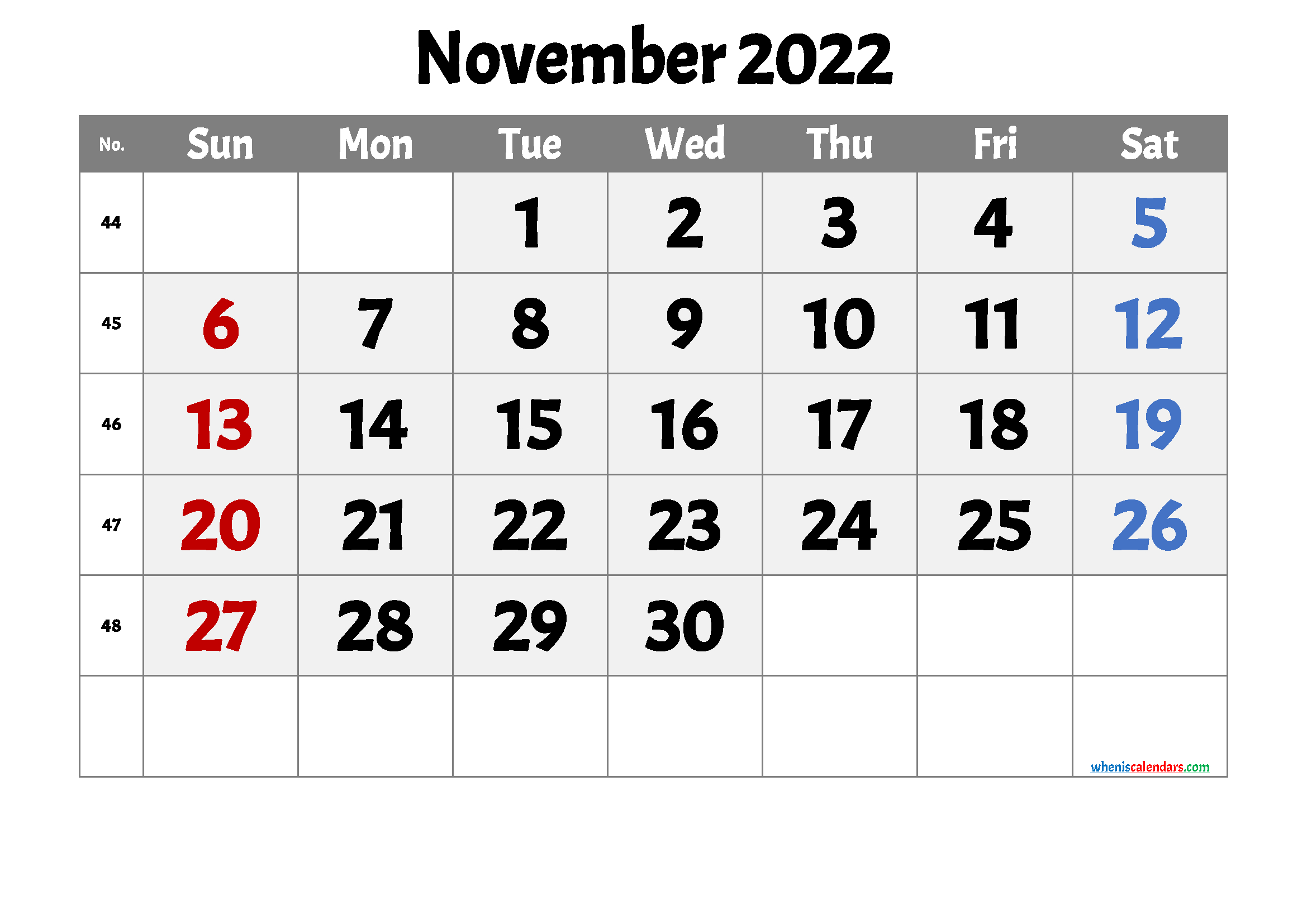 Free Printable November 2022 Calendar 12 Templates  November And December 2022 Calendar