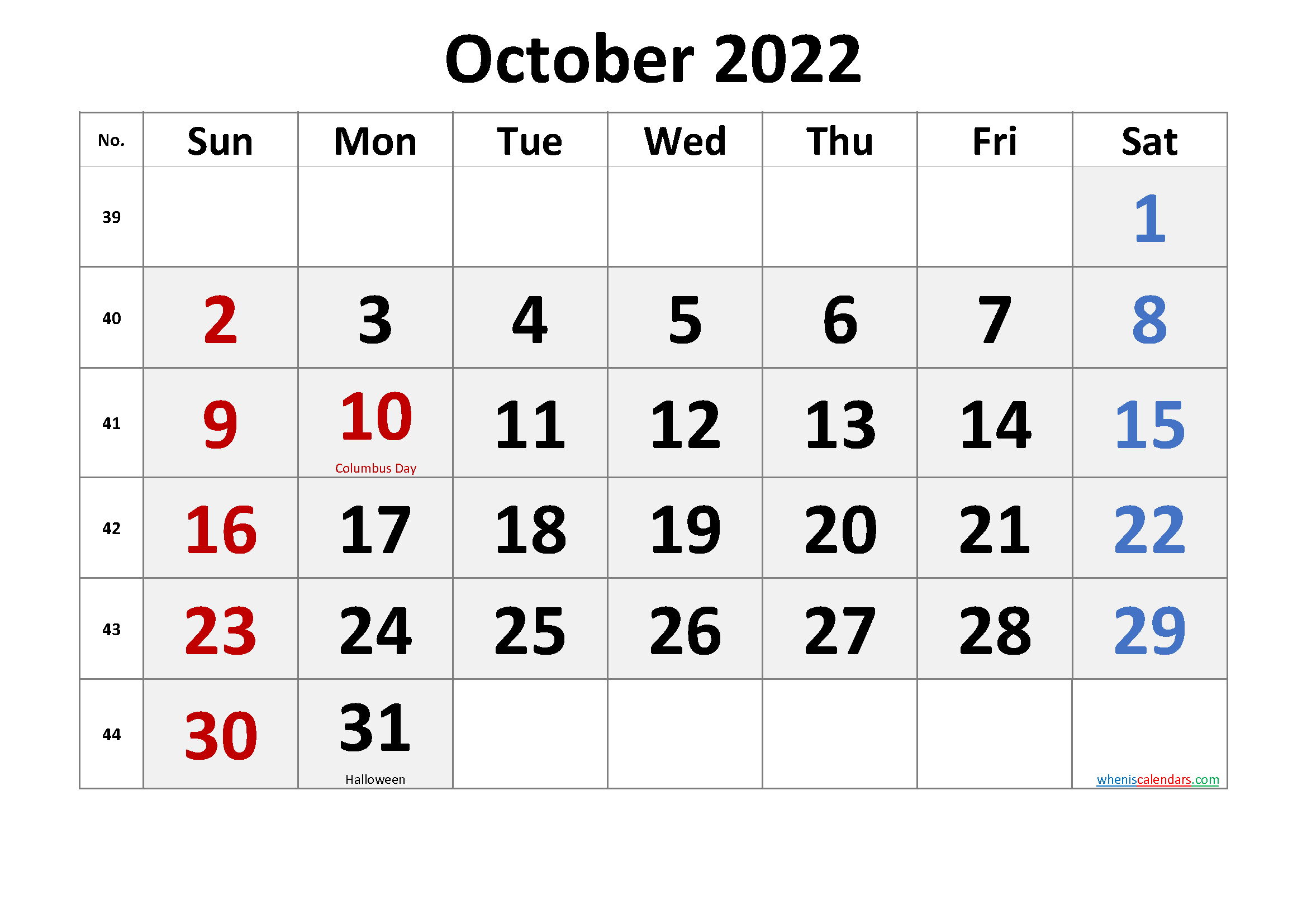 Free Printable October 2022 Calendar - Free Printable 2021  October 2022 Calendar Printable