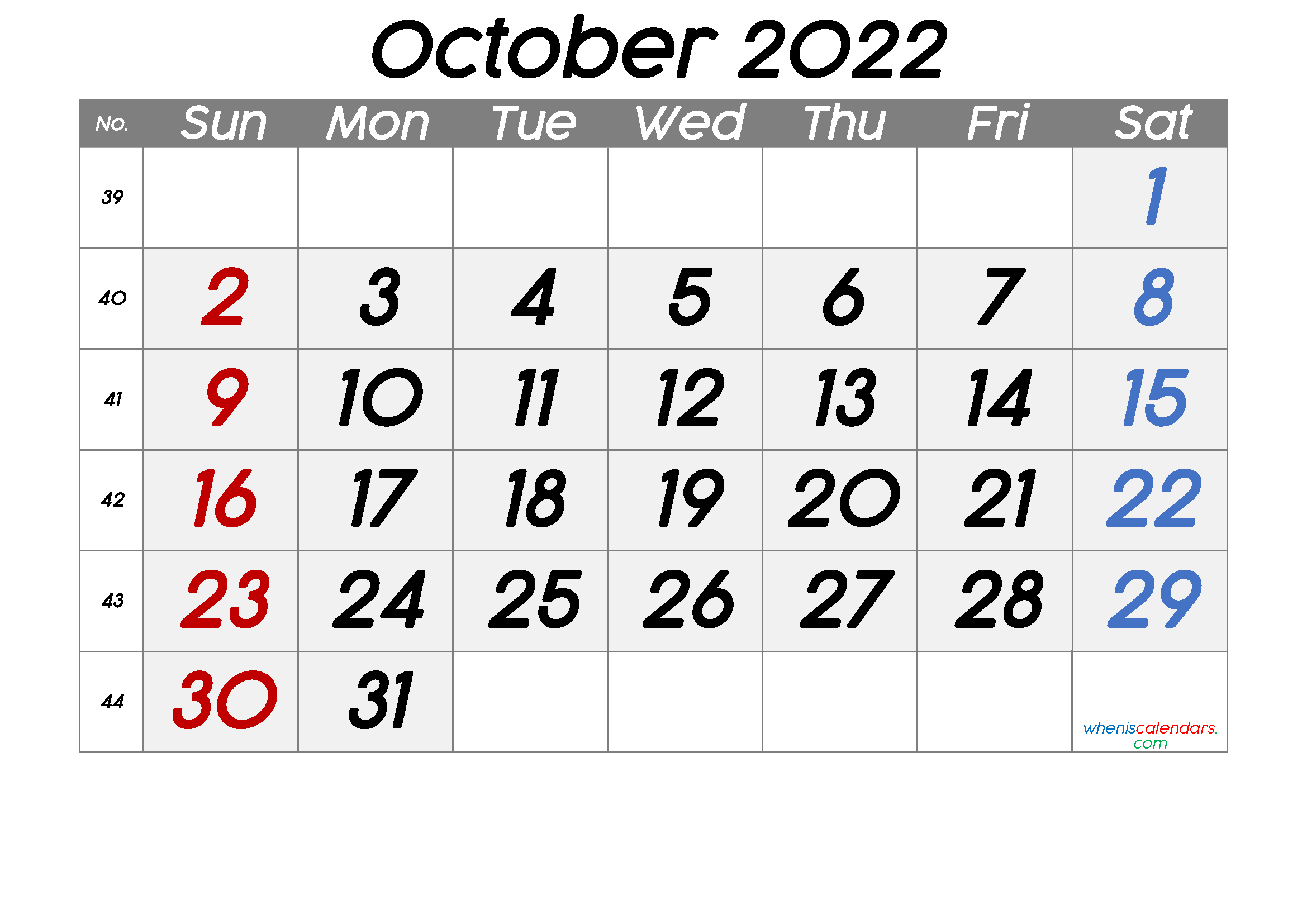 Free Printable October 2022 Calendar (Premium)  Free Printable October 2022 Calendar