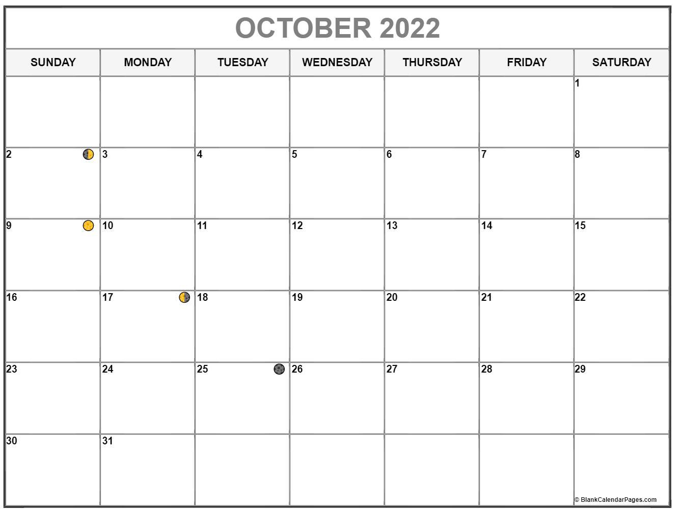 Full Moon Calendar October 2022 - October Calendar 2022  Lunar Calendar Of May 2022