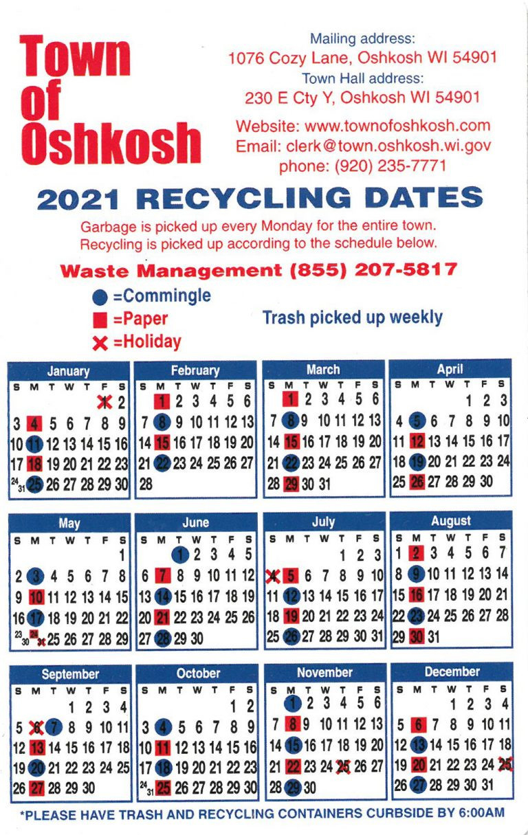 Recycling Calendar For 2022 Template Calendar Design