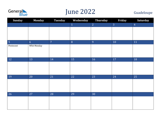 Guadeloupe June 2022 Calendar With Holidays  Calendar For June 2022 With Holidays