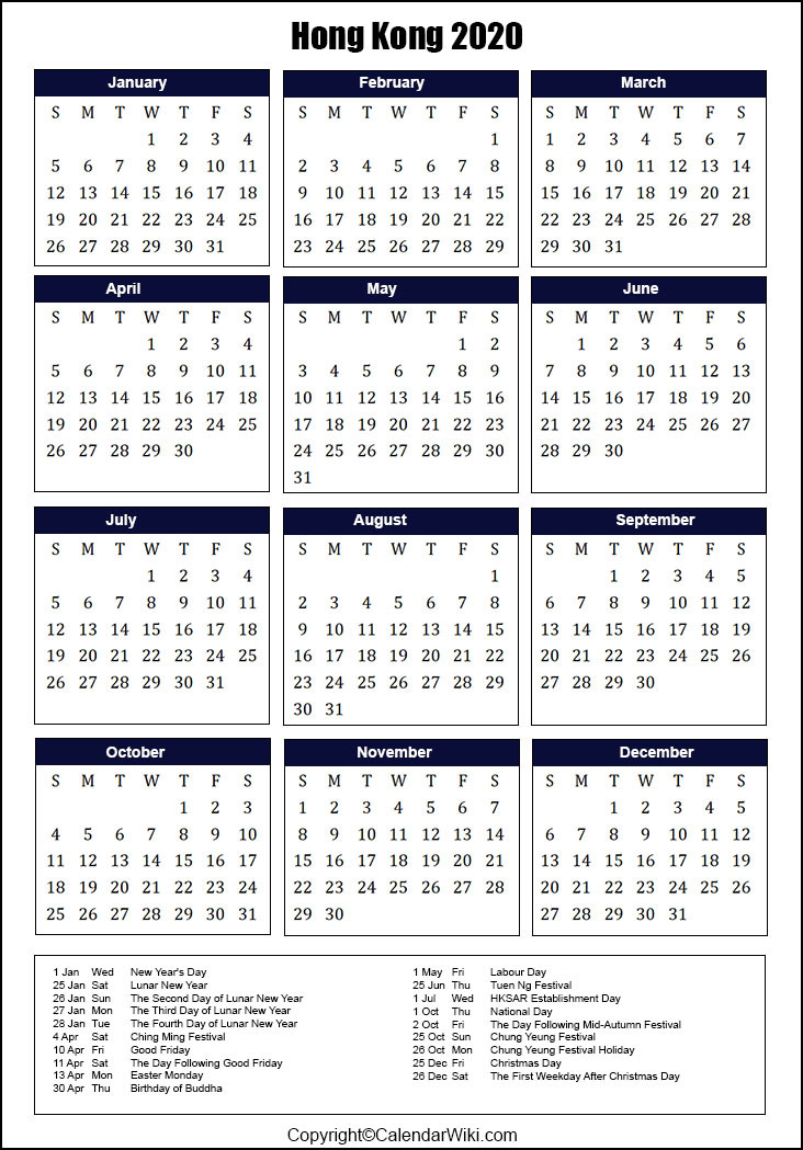 Hong Kong Holiday Calendar 2022 | October 2022 Calendar  2022 Calendar Printable Booklet