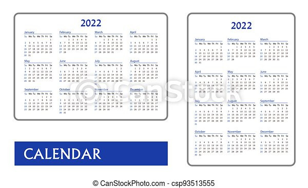 Horizontal And Vertical Blue Pocket Calendar On 2022 Year  Calendar 2022 Vector Free Download