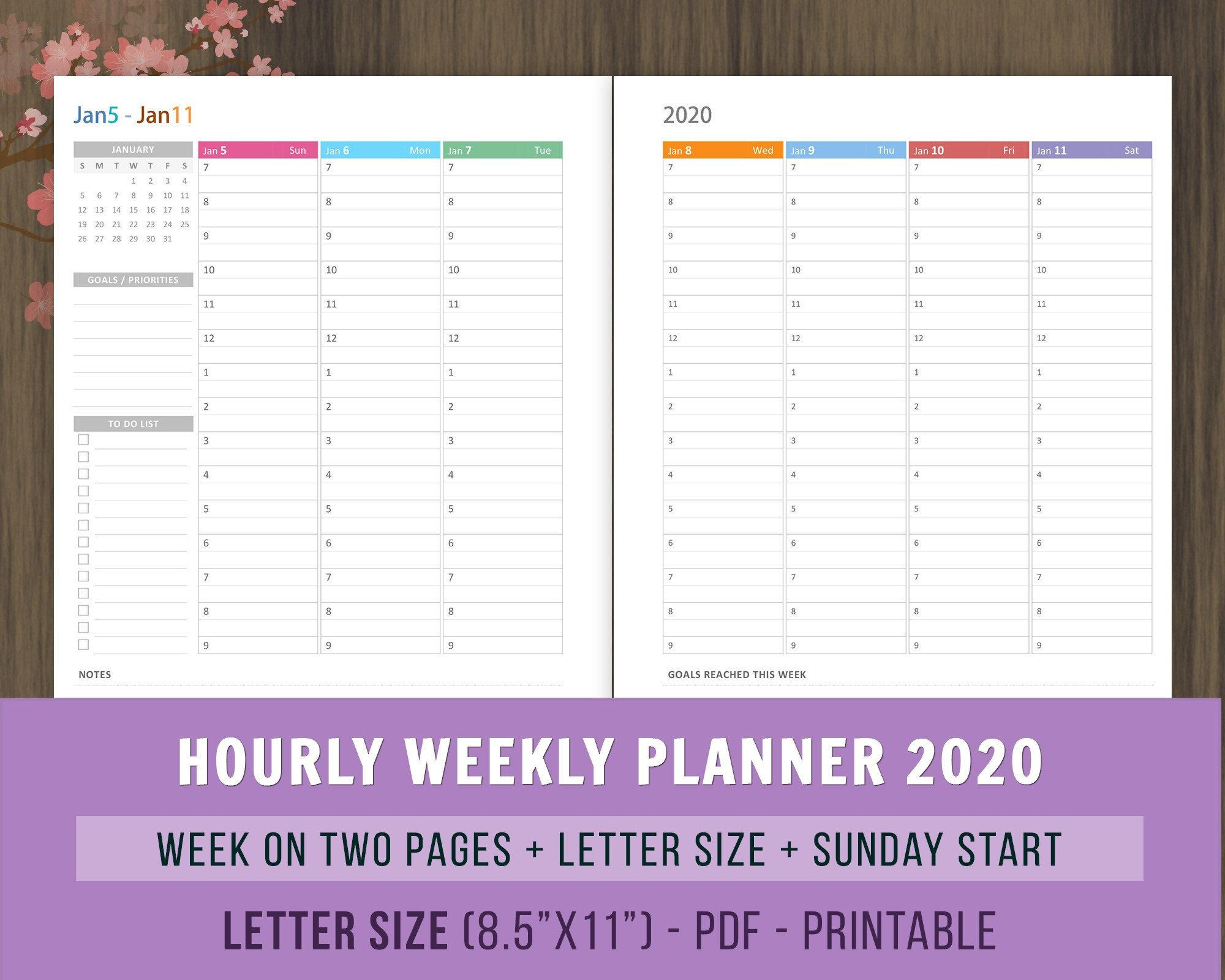 Hourly Weekly Planner 2022 Inserts Printable, Weekly  2022 Calendar Printable Booklet