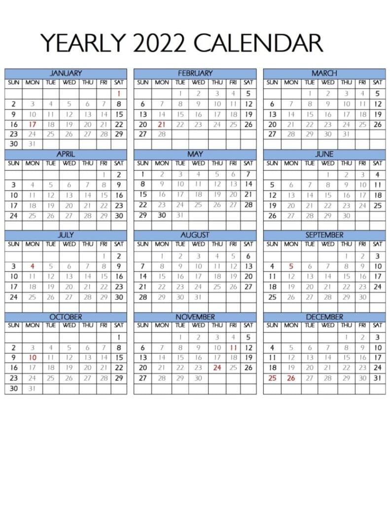 Images For Printable 2022 Calendar - Mycalendarlabs  Online Free Printable Calendar 2022
