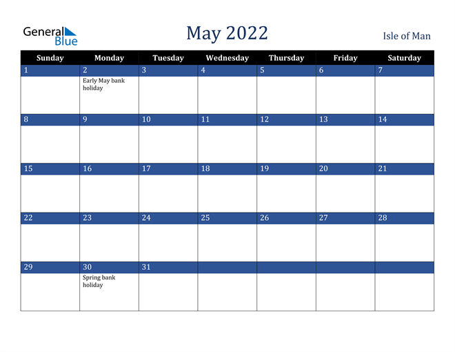 Isle Of Man May 2022 Calendar With Holidays  Calendar For Mum 2022