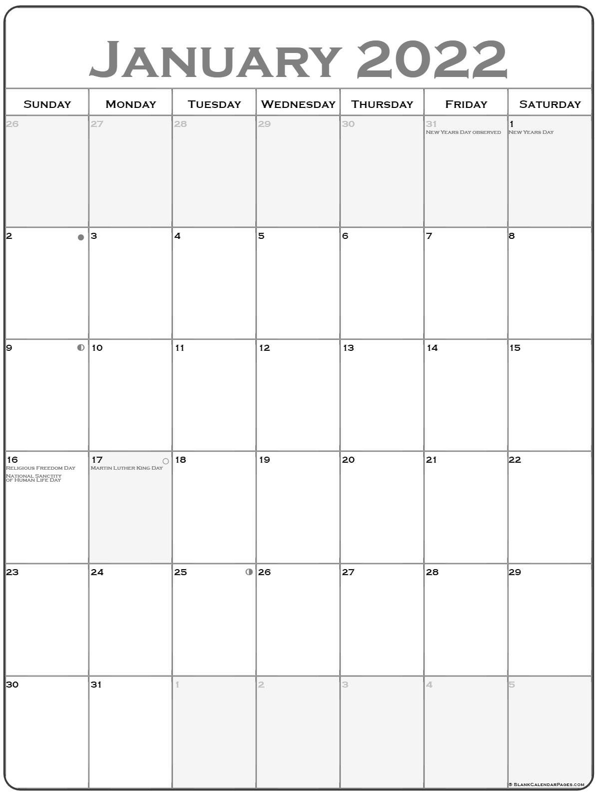 January 2022 Vertical Calendar | Portrait  Calendar 2022 Jan To Dec