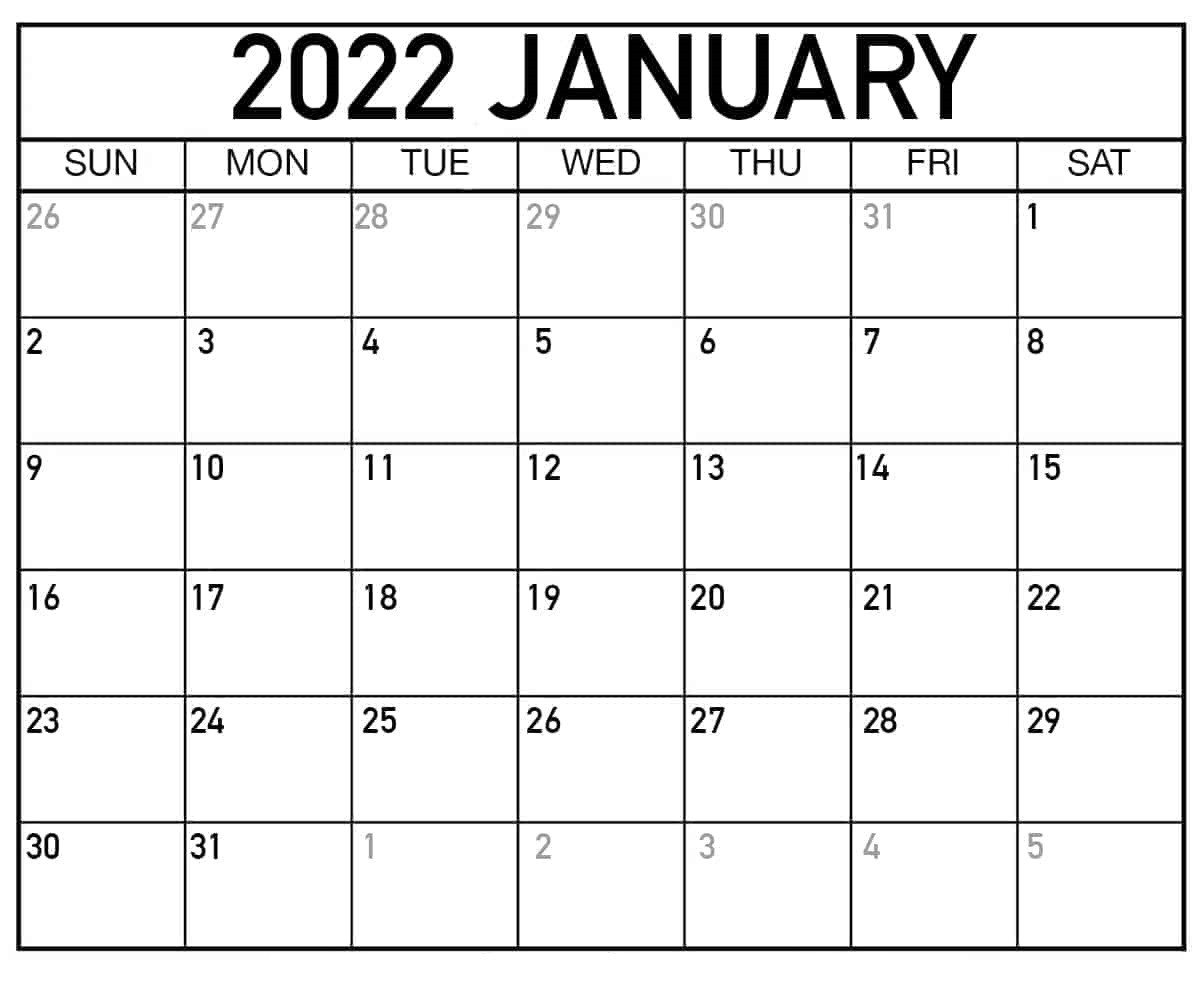 January Calendar 2022 Template - Printable Calendar Station  October 2022 To Jan 2022 Calendar