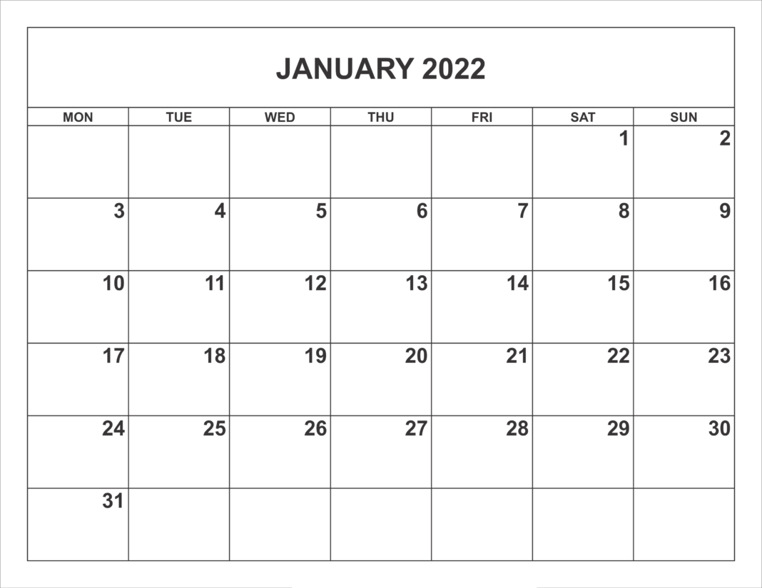 January Calendar 2022 Template - Printable Calendar Station  October 2022 To Jan 2022 Calendar
