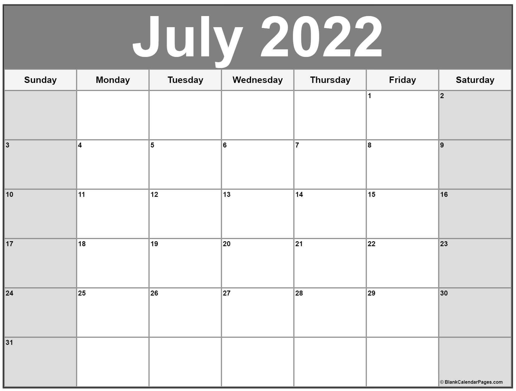 July 2022 Calendar | Free Printable Calendar Templates  August 2022 To July 2022 Calendar Printable