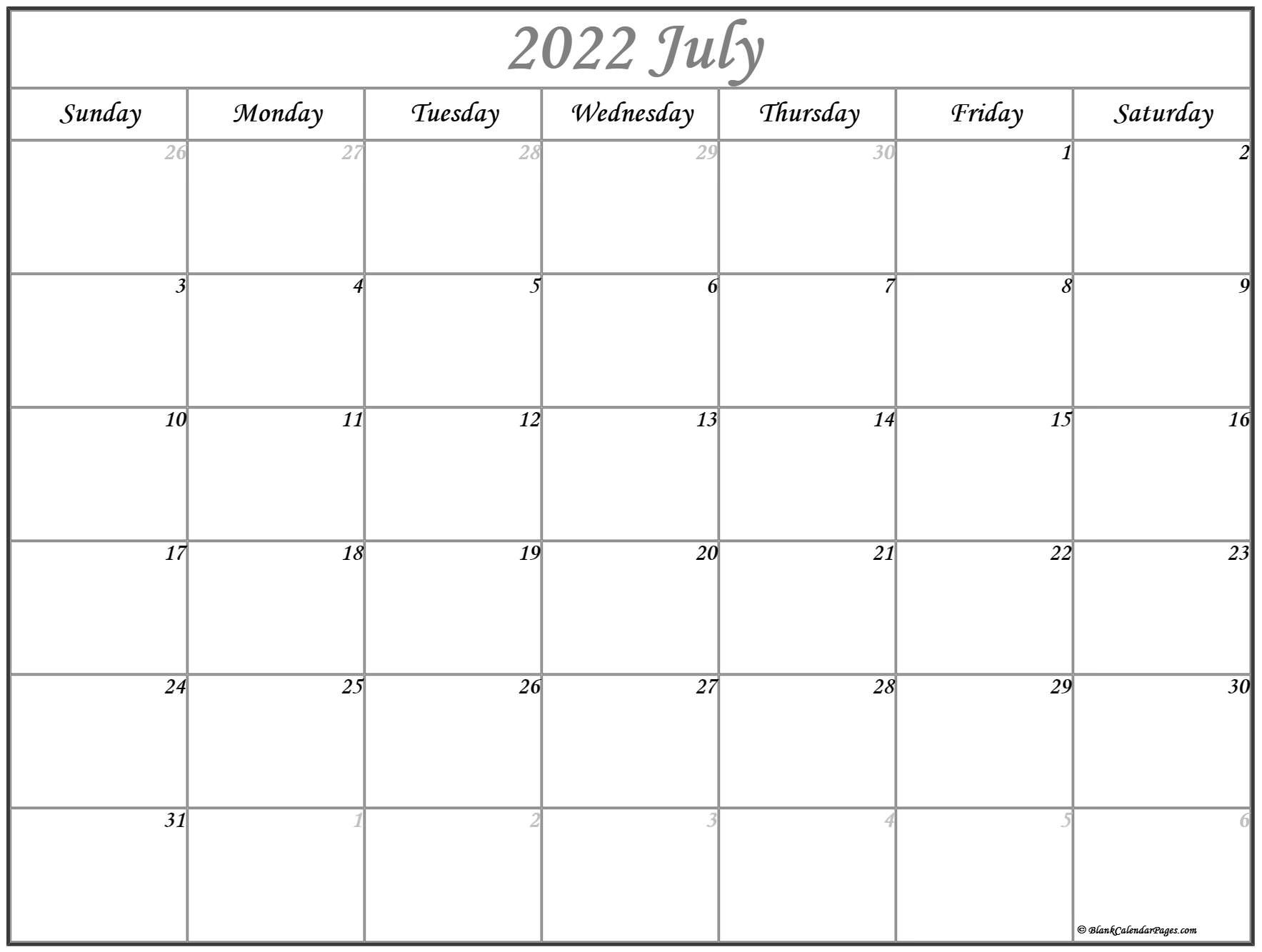 July 2022 Calendar | Free Printable Calendar Templates  Summer 2022 Calendar Printable