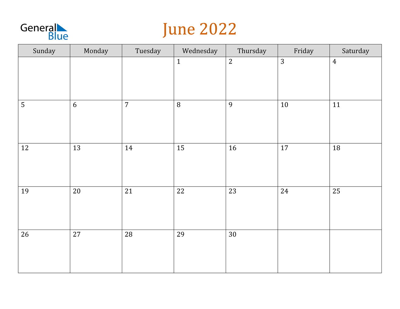 June 2022 Calendar - Pdf Word Excel  Calendar Jan 2022 To June 2022