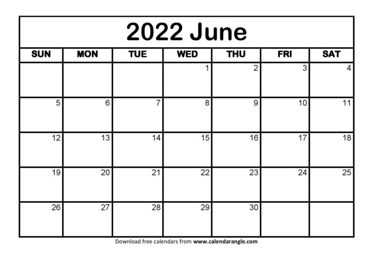 June 2022 Calendar Printable - Blank Calendar Printable  Moon Calendar June 2022