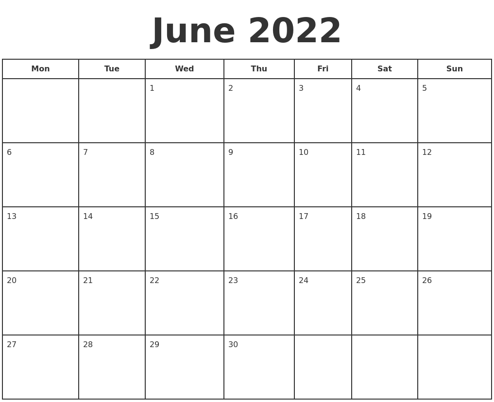 June 2022 Print A Calendar  November 2022 - June 2022 Calendar