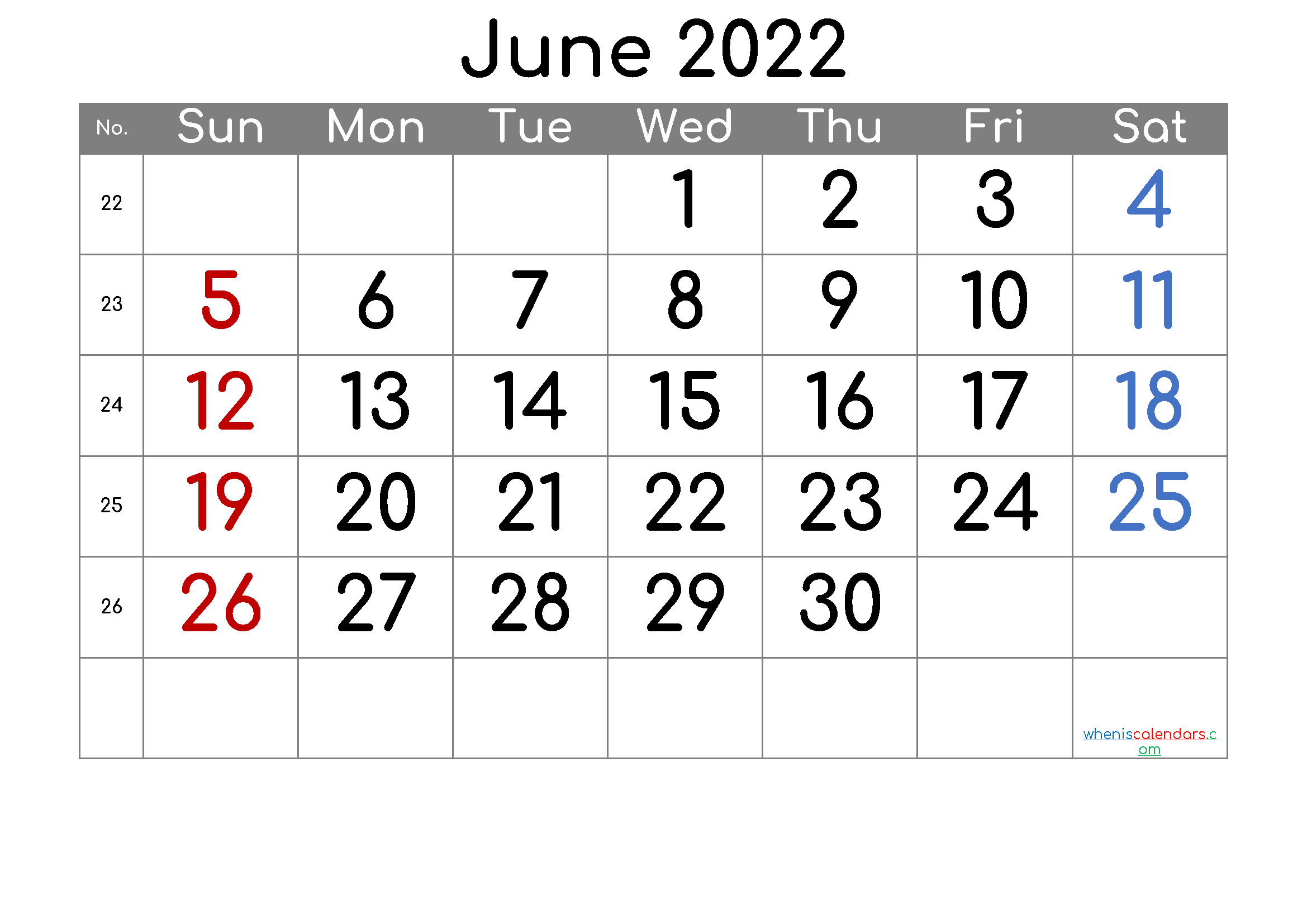 June 2022 Printable Calendar - 6 Templates | June Calendar  2022 Calendar Printable June