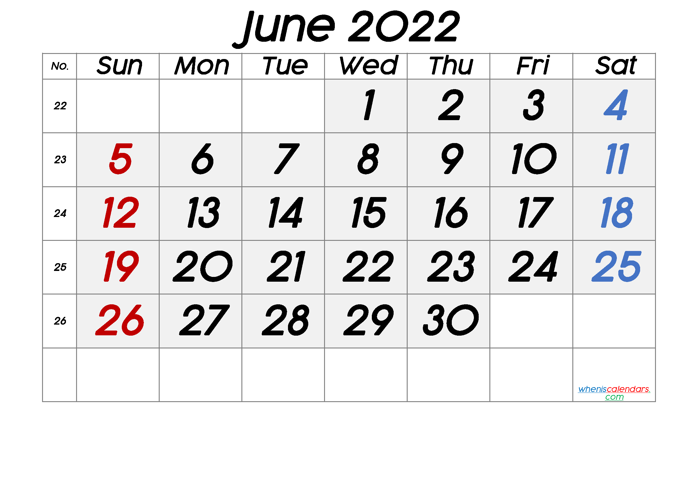 June 2022 Printable Calendar [Free Premium]  2022 Calendar January To June
