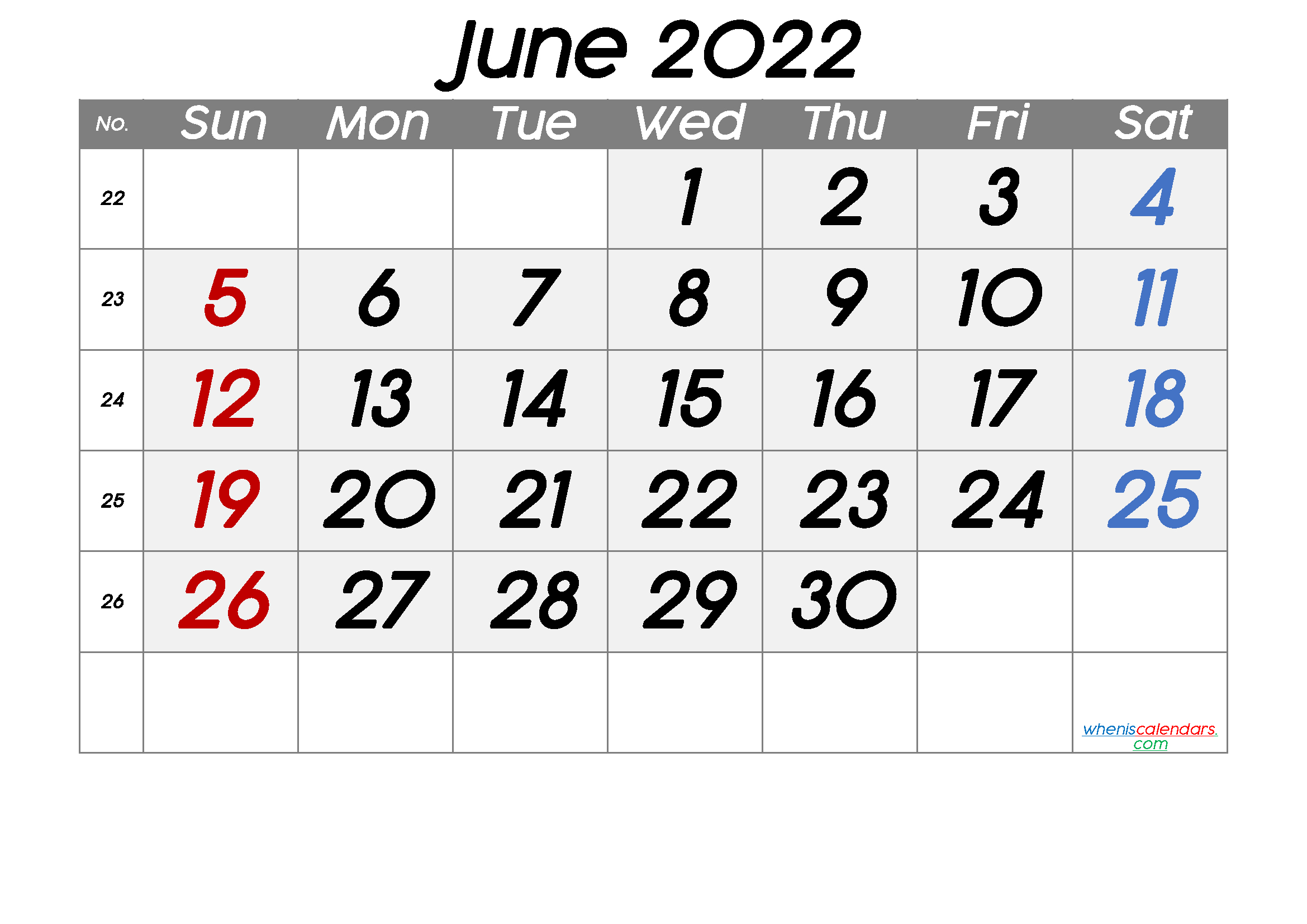 June 2022 Printable Calendar [Free Premium]  Calendar For 2022 June