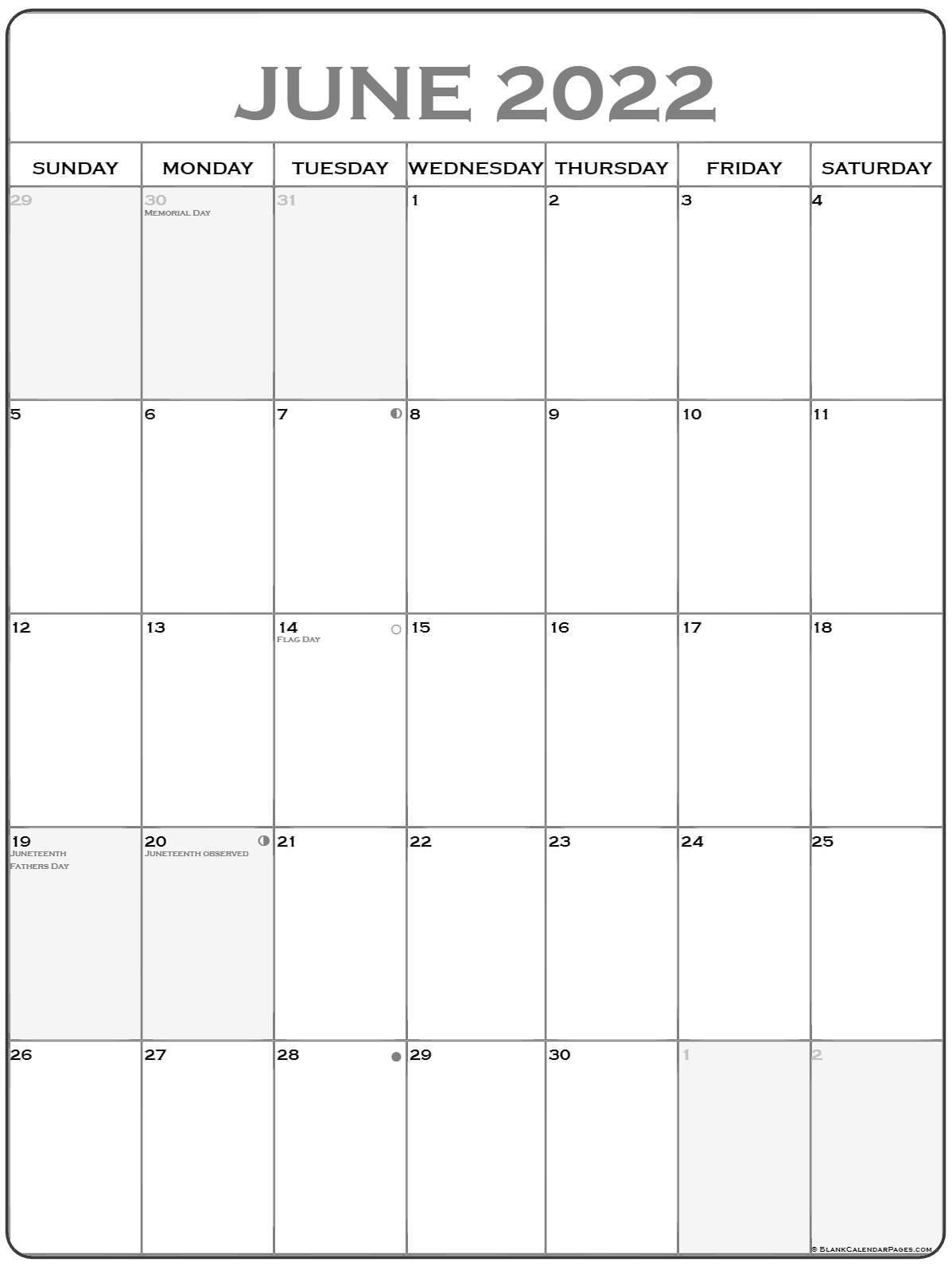 June 2022 Vertical Calendar | Portrait  Calendar For 2022 June