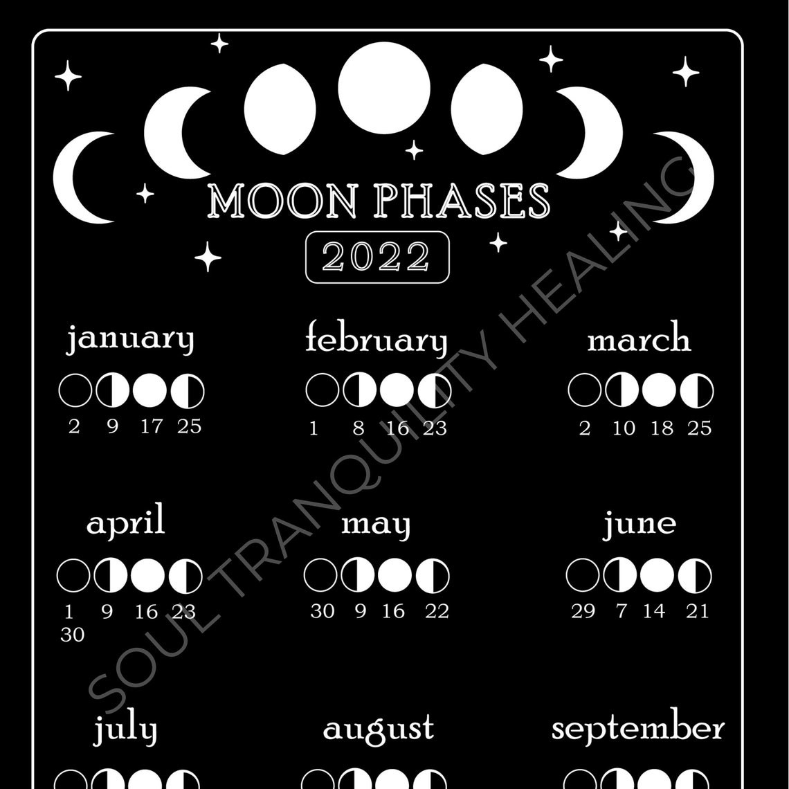 Lunar Calendar 365 Days And Moon Phases Calendar 2022 Moon  Moon Lunar Calendar 2022