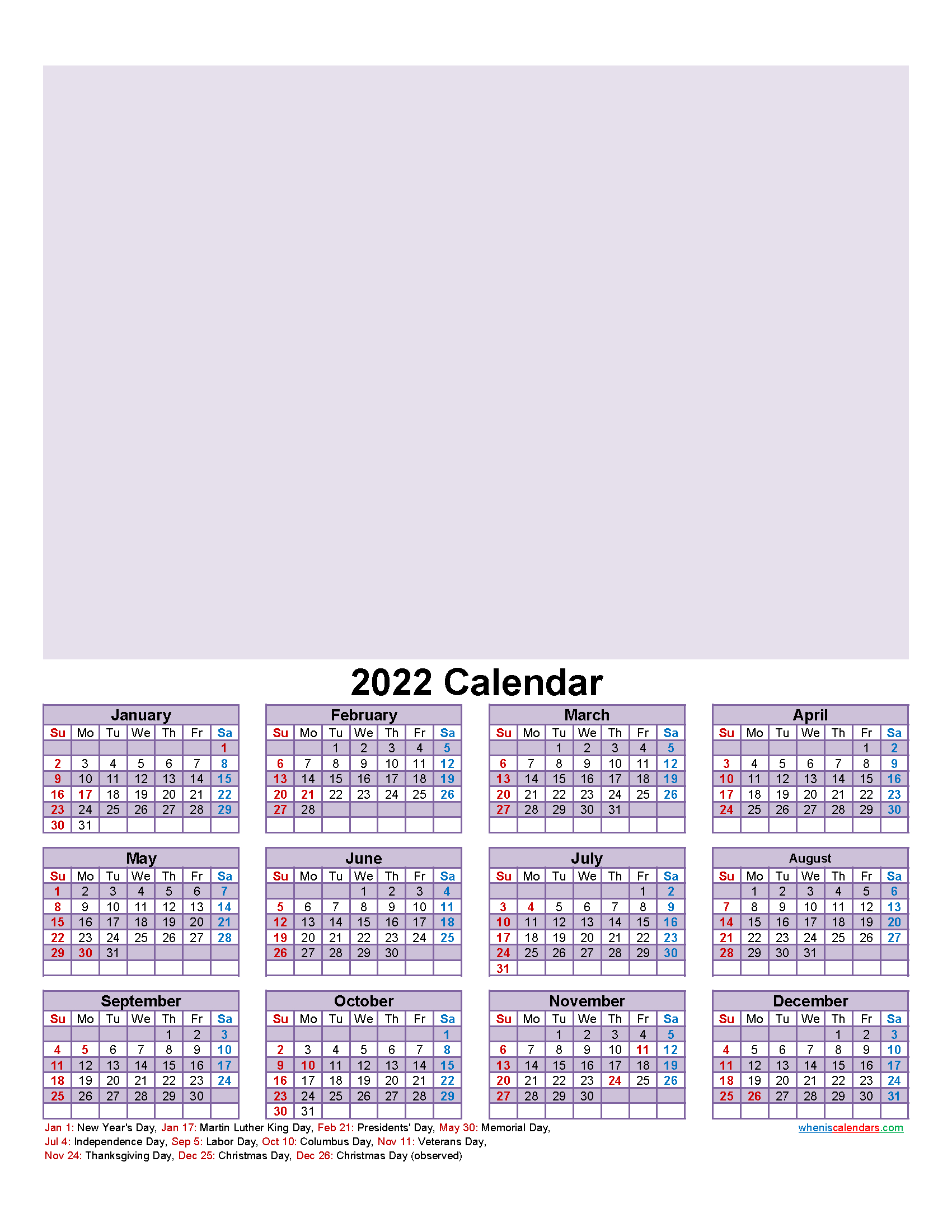 Make Your Own Photo Calendar Free 2022 - Template No.f22Y33  How To Make A Calendar For 2022