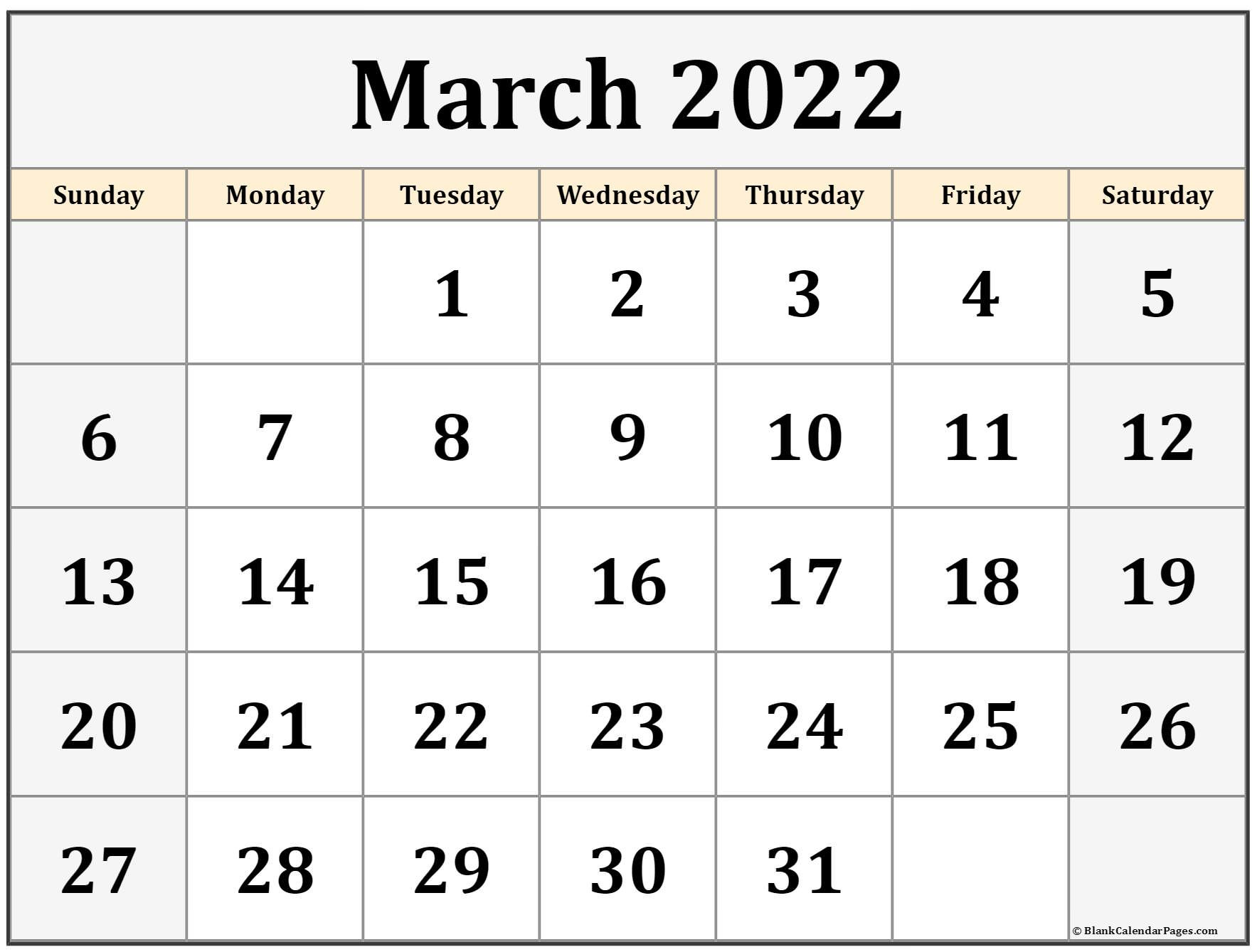 March 2022 Calendar | Free Printable Calendar Templates  Printable Quarterly Calendar 2022
