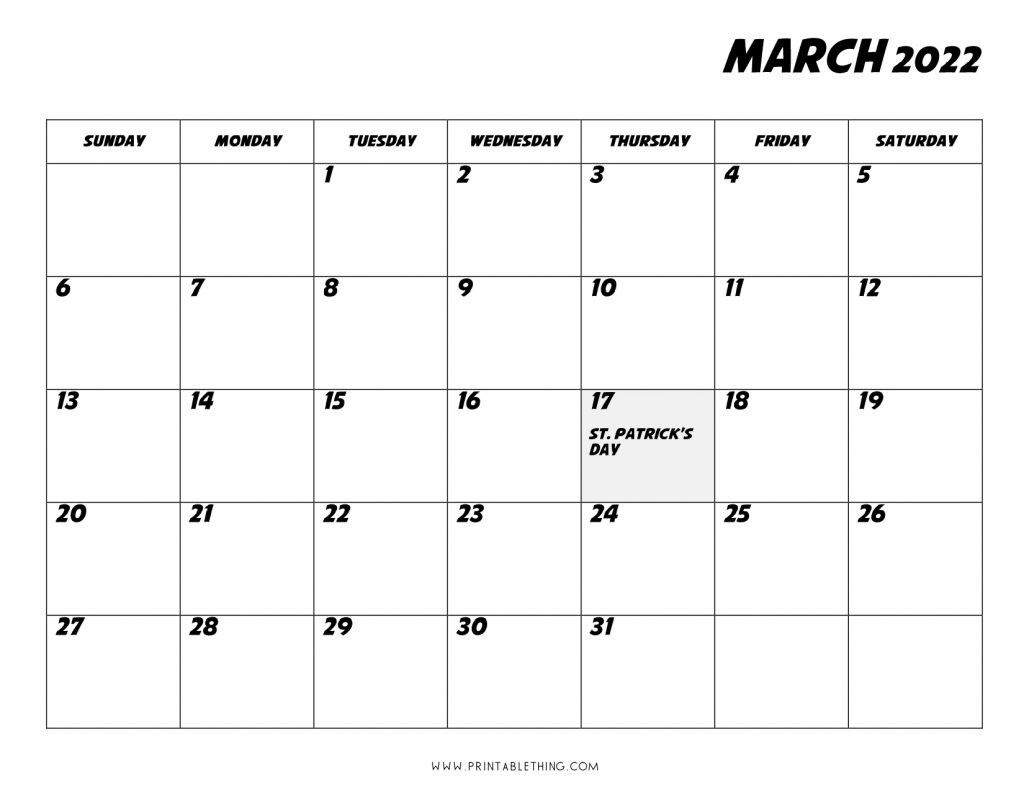 March 2022 Calendar Printable, Pdf, Us Holidays, Blank  2022 March April Calendar