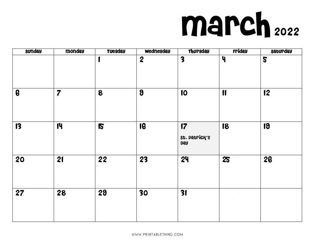 March 2022 Calendar Printable, Pdf, Us Holidays, Blank  April 2022 To March 2022 Calendar