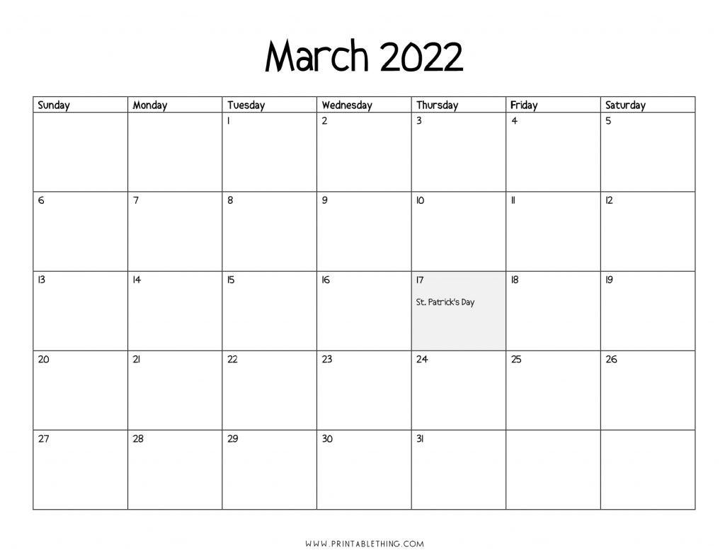 March 2022 Calendar Printable, Pdf, Us Holidays, Blank  Printable Calendar April 2022 To March 2022