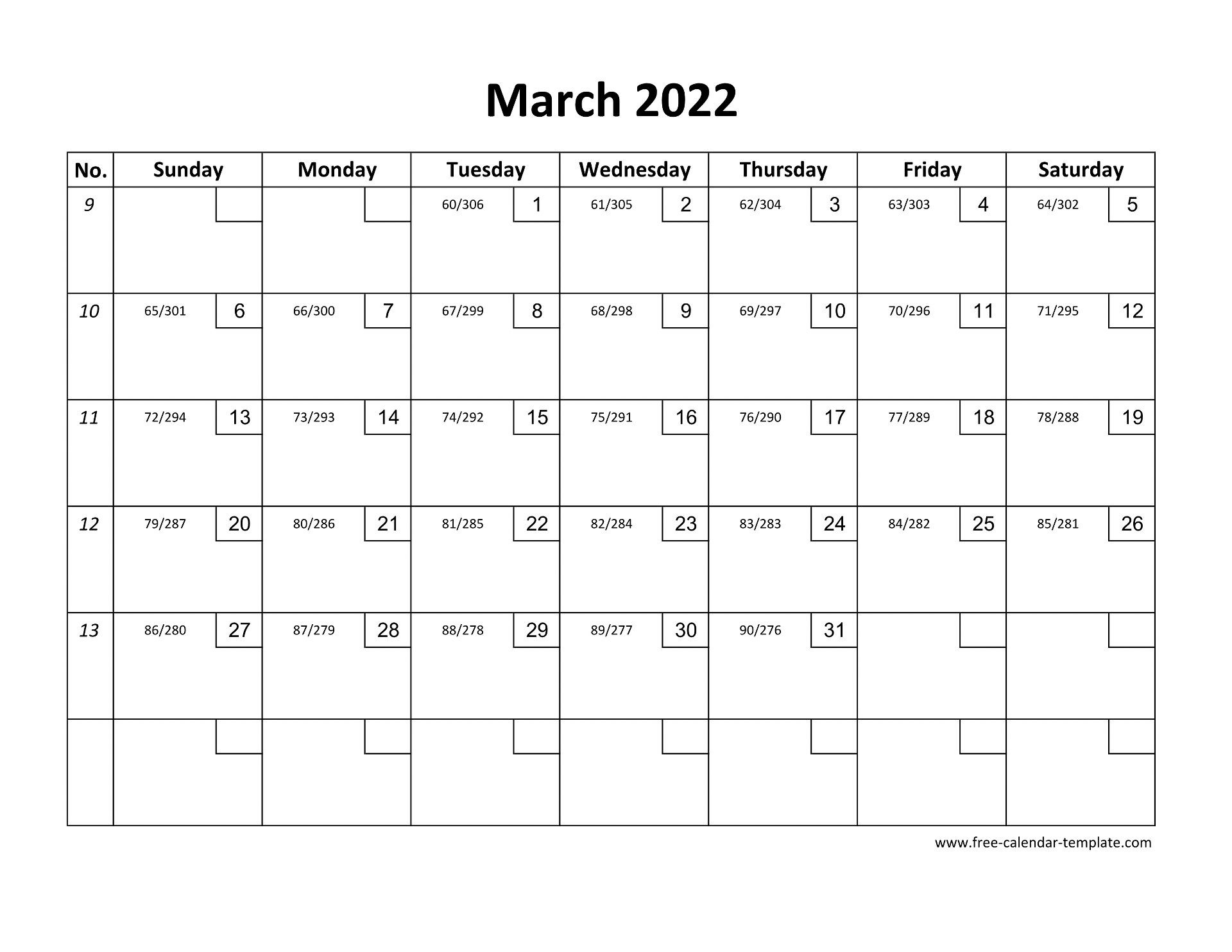 March 2022 Free Calendar Tempplate | Free-Calendar  April 2022 To March 2022 Calendar Excel