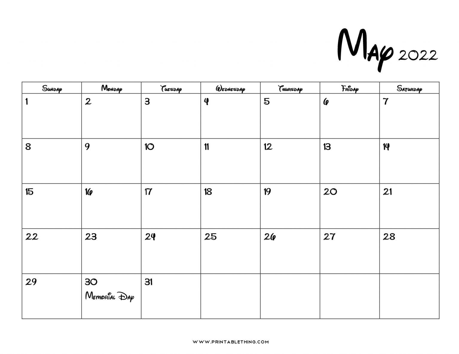 May 2022 Calendar | Printable, Pdf, Us Holidays, 2022  May Free Printable Calendar 2022