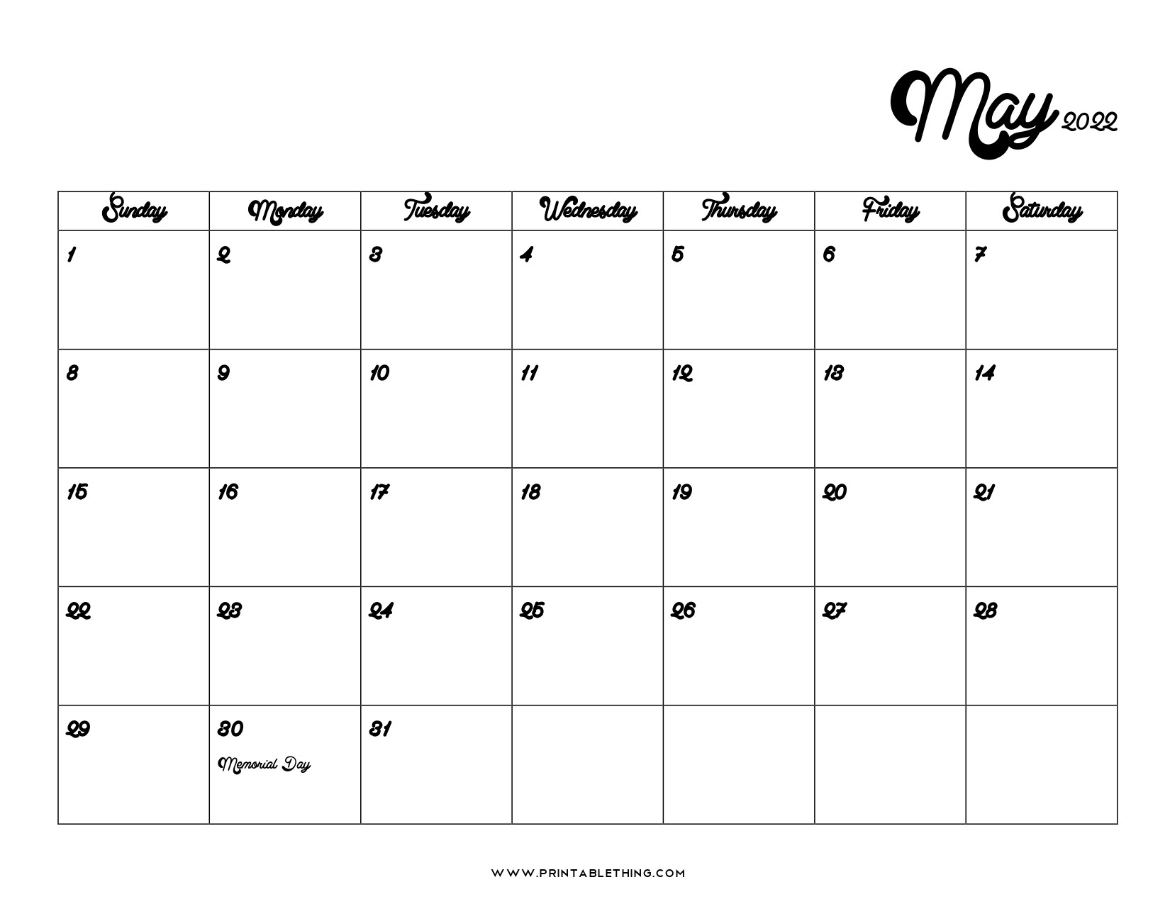 May 2022 Calendar | Printable, Pdf, Us Holidays, 2022  May Printable Calendar 2022