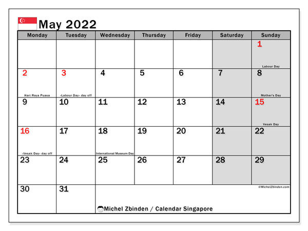 May 2022 Calendars &quot;Public Holidays&quot; - Michel Zbinden En  Printable Calendar 2022 Nz