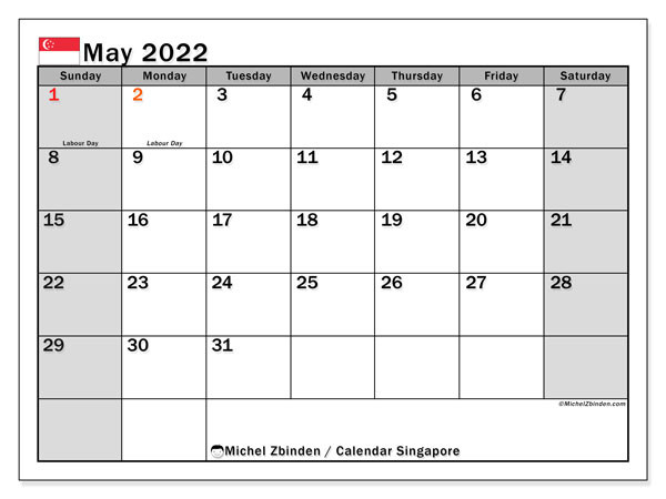 May 2022 Calendars &quot;Public Holidays&quot; - Michel Zbinden En  Printable Calendar 2022 Singapore