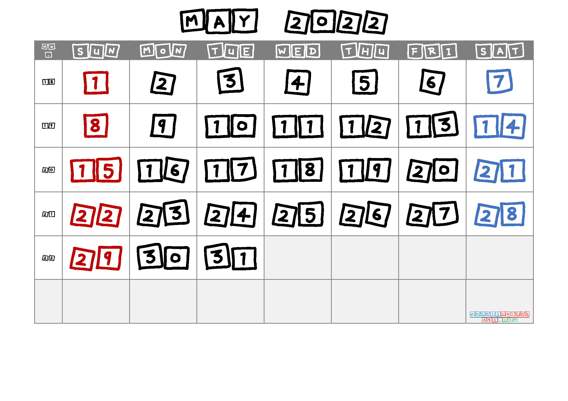 May 2022 Printable Calendar - 6 Templates | Calendar  Astronomy Picture Of The Day May 22 2022