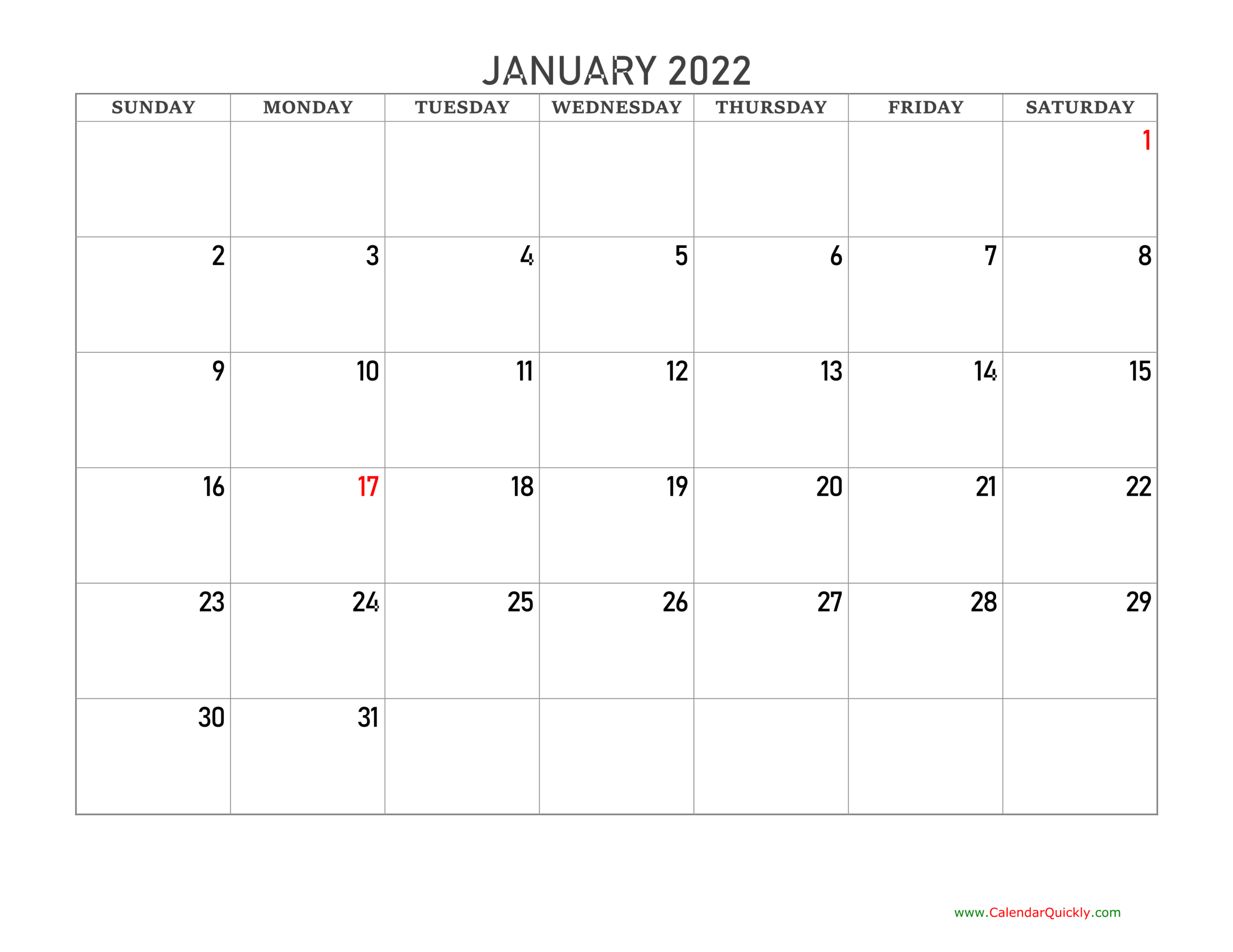 Monthly 2022 Blank Calendar | Calendar Quickly  Word Calendar For 2022