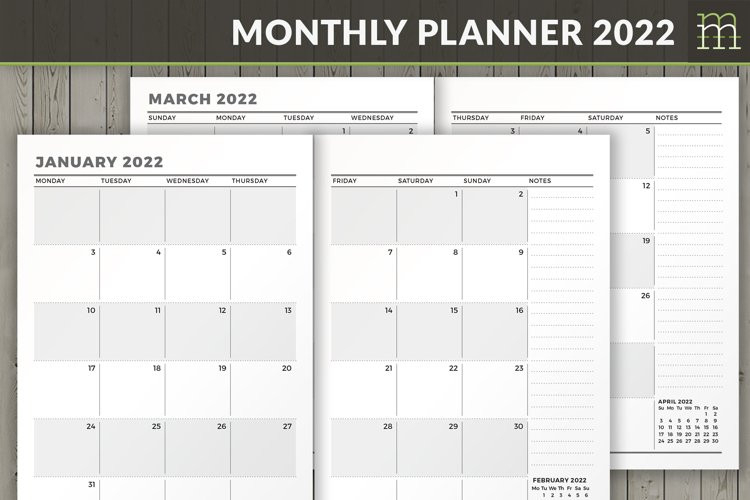 Monthly Calendar 2022 (1421728) | Brochures | Design Bundles  Free Calendar Template 2022 Google Sheets