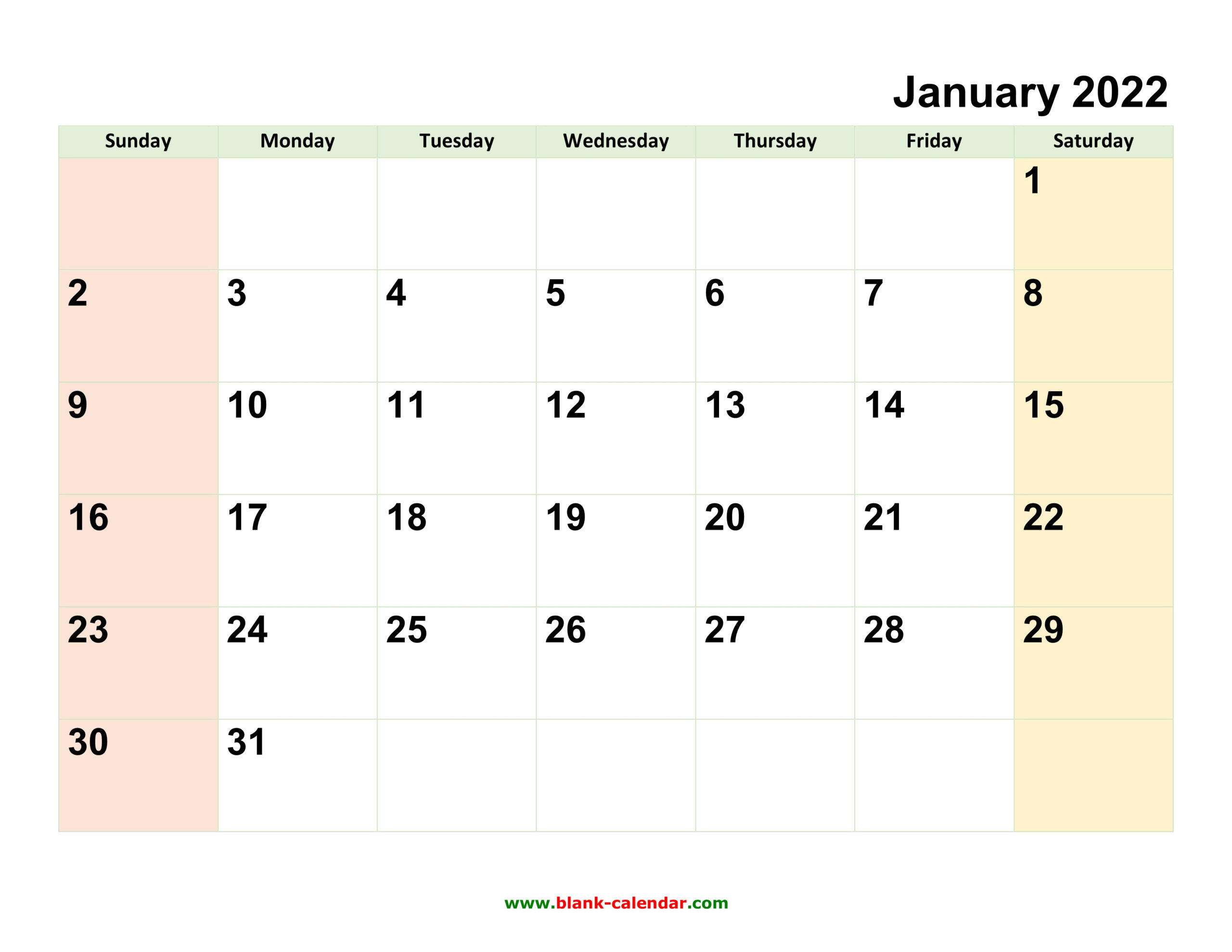 2022 Printable Calendar One Page Per Month - Template Calendar Design