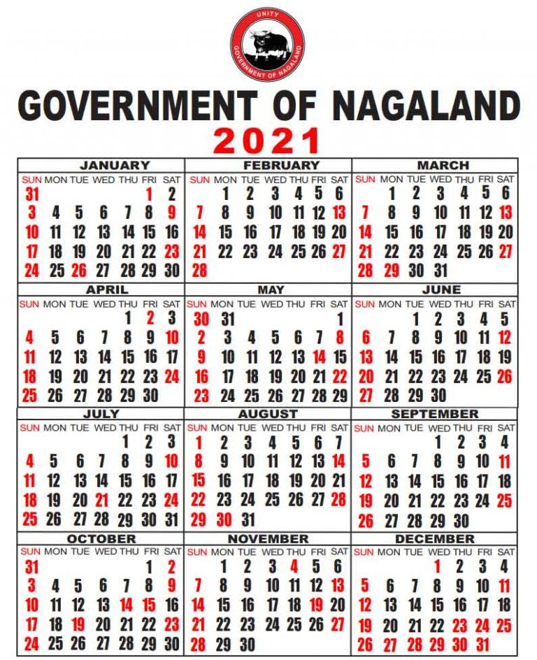 Nagaland Government Holidays 2021 Pdf | Nagaland  Calendar 2022 Hp Govt