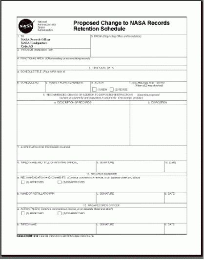 Npr 1441.1D Nasa Records Retention Schedules (W/Change 5  Nasa Gov Calendar Pdf