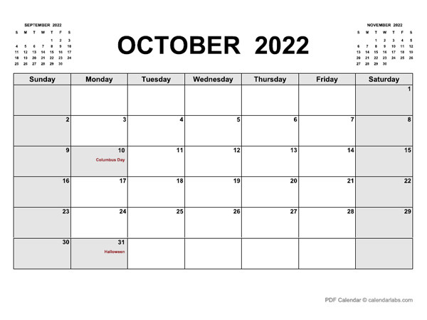 October 2022 Calendar | Calendarlabs  Calendar October 2022 To February 2022
