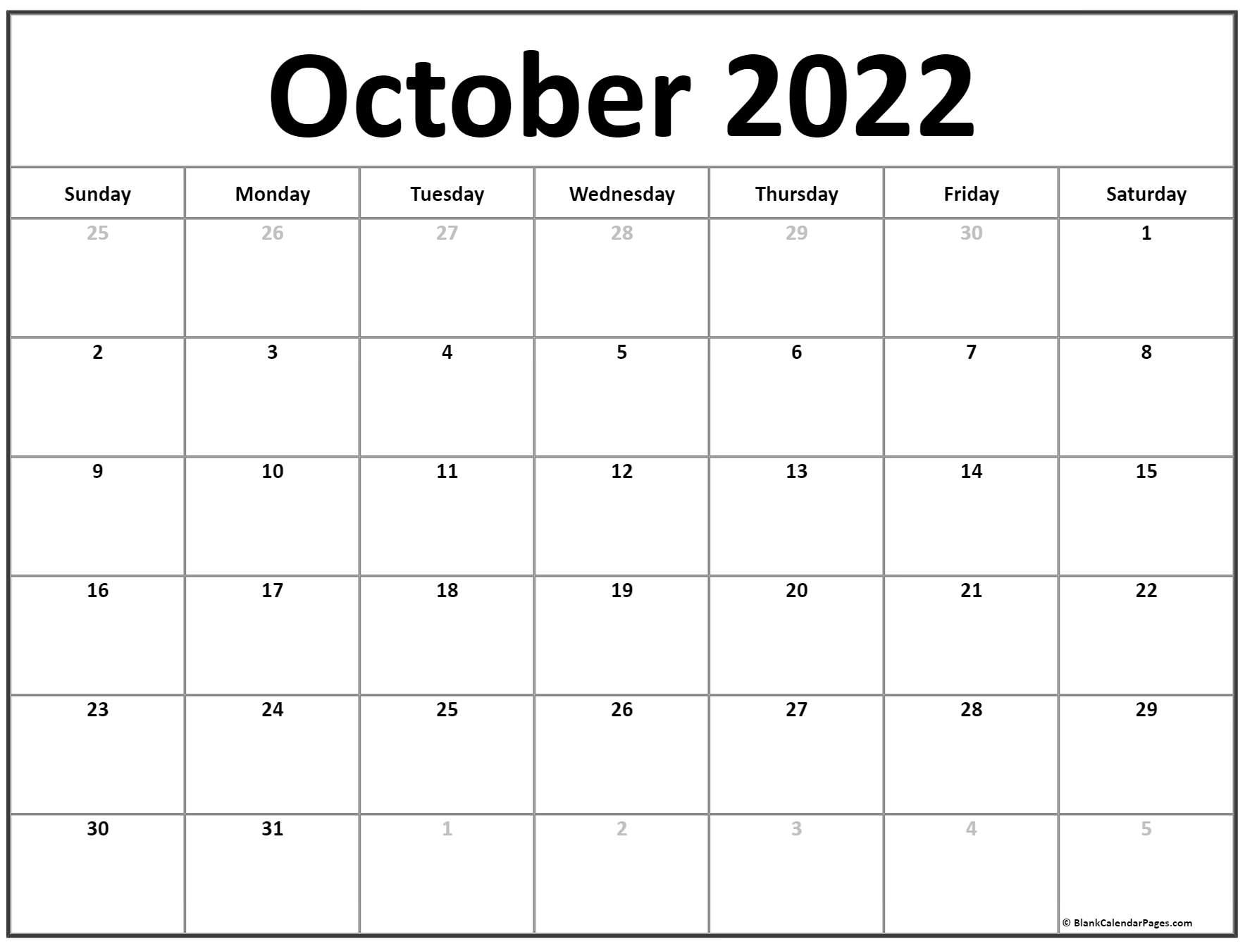 October 2022 Calendar | Free Printable Calendar Templates  2022 Calendar Printable Wiki