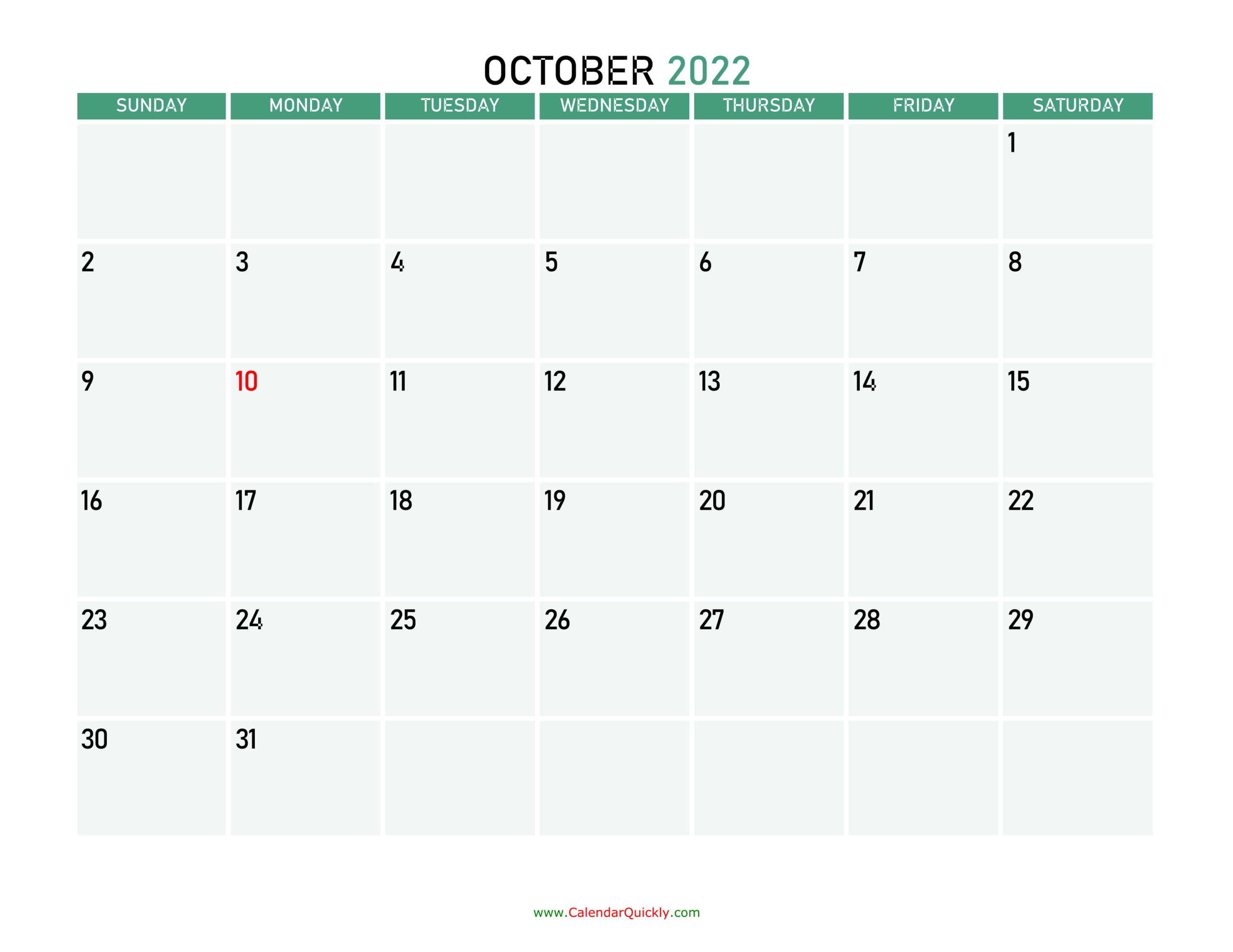 October 2022 Calendars | Calendar Quickly  November 2022 - April 2022 Calendar