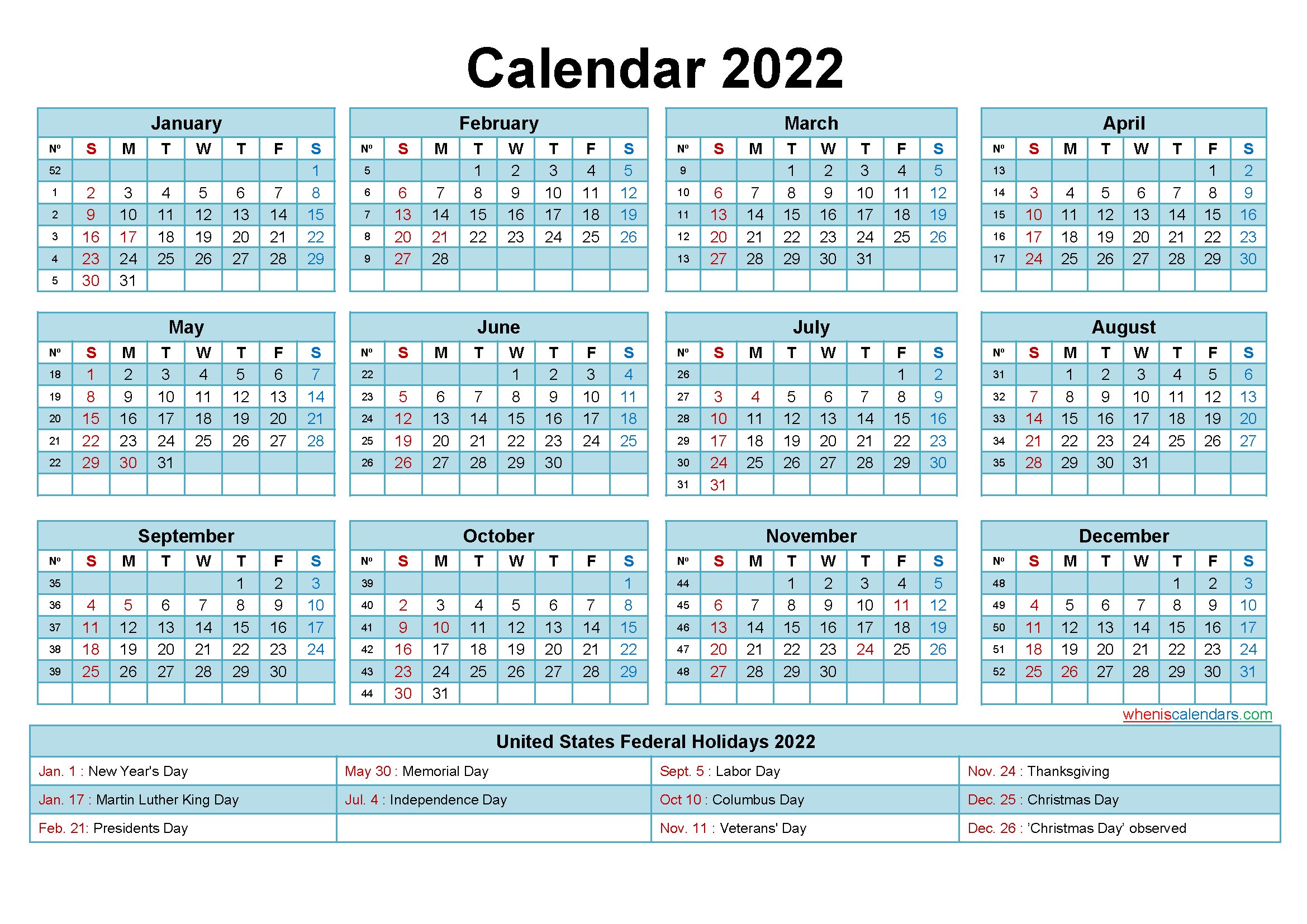 Pdf 2022 Printable Calendar One Page / 2022 Calendar  2022 Printable Calendar One Page Per Month