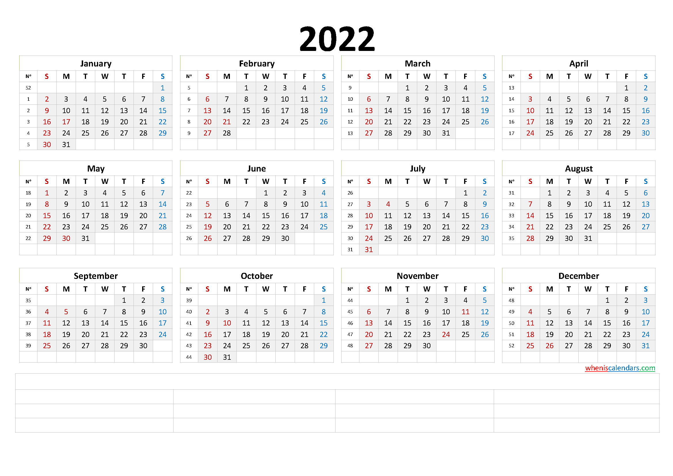 Printable 2022 Calendaryear - Calendraex  Printable Calendar 2022 Large