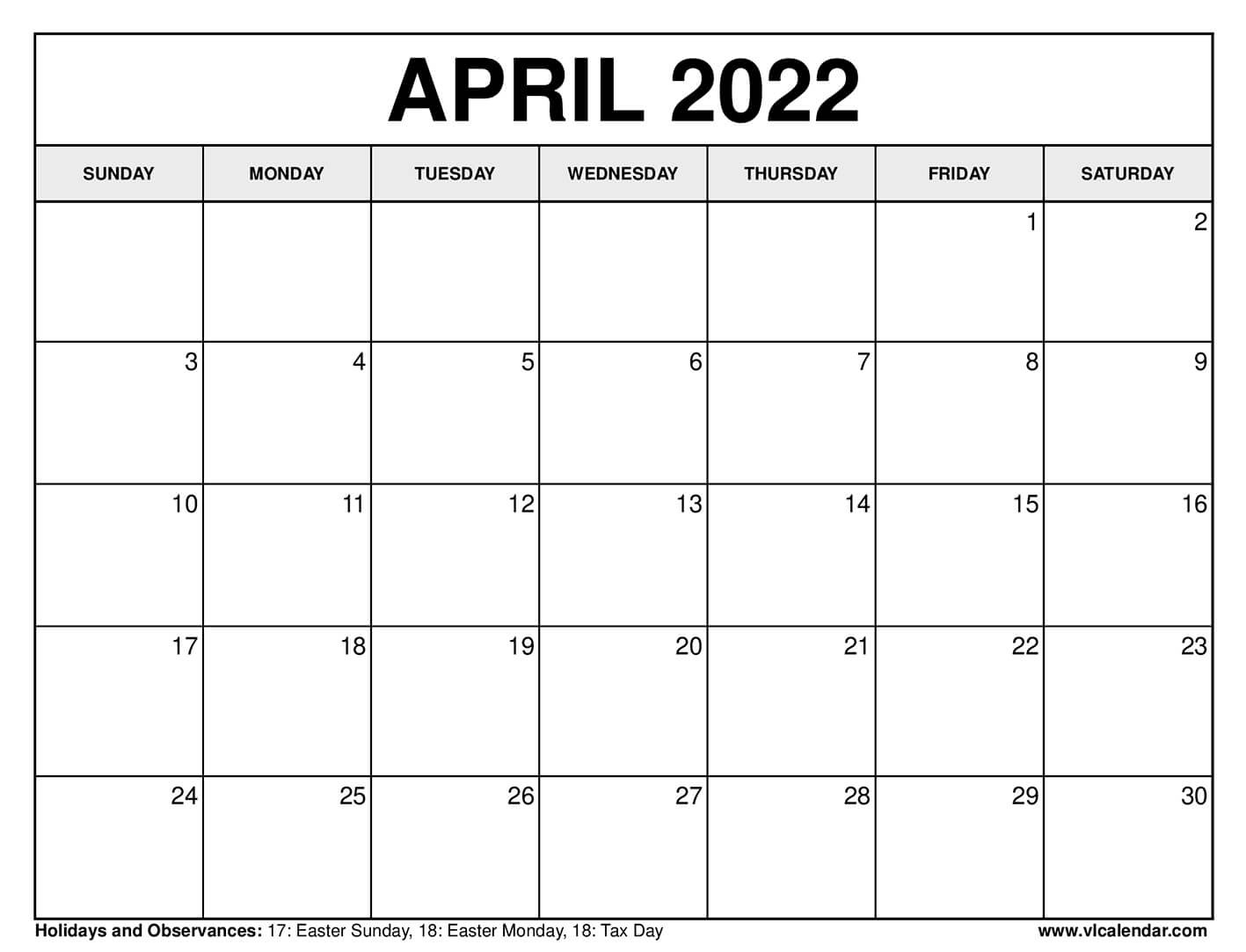 Printable April 2021 Calendar Templates With Holidays  Calendar 2022 January Through April