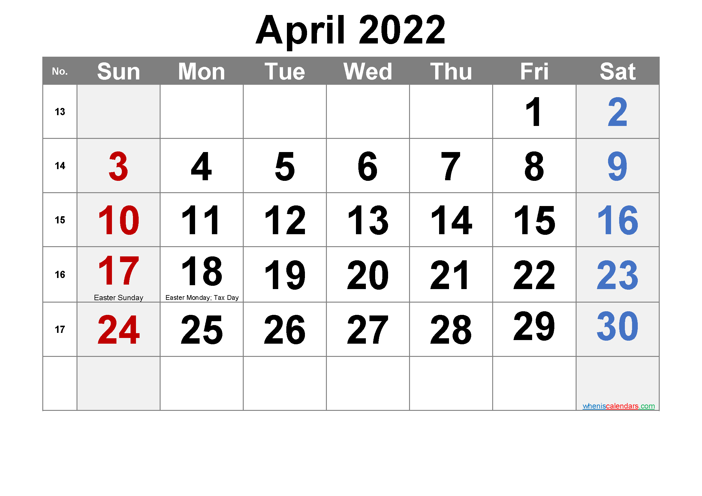 Printable April 2022 Calendar Word-Template No.ar22M16  Free Printable Calendar 2022 April